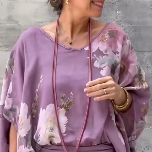 Régine - Ensemble 2 Pièces en Chiffon Imprimé Ample