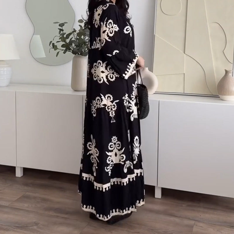Katell - Robe Midi Ample pour Femme avec Ourlet Volanté