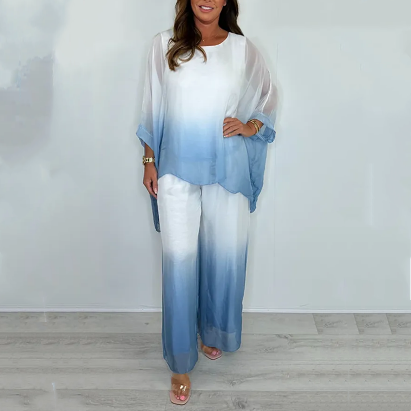 Kyra - Ensemble Dip Dye avec Haut Fluide et Pantalon Large