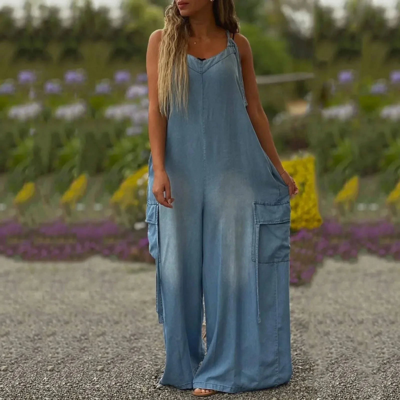 Olivelle - Combinaison femme ample à jambes larges avec poches