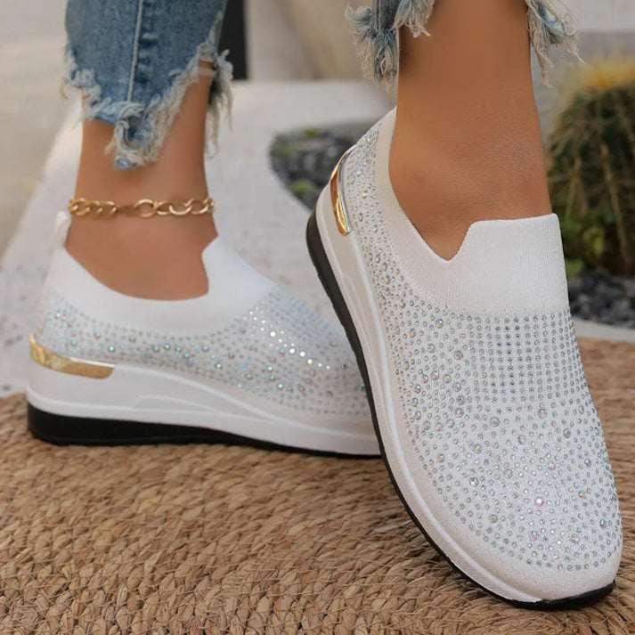Azelisse - Baskets femme à enfiler avec strass et semelle plateforme