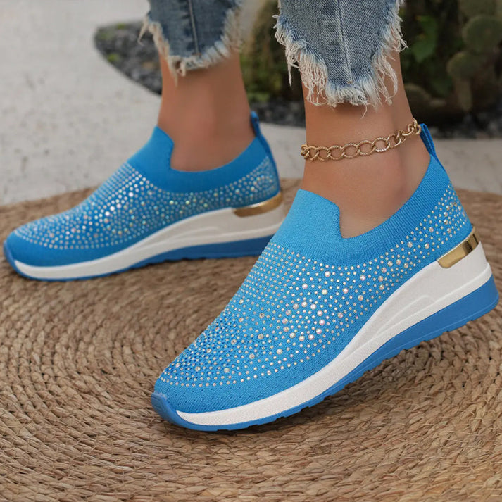 Azelisse - Baskets femme à enfiler avec strass et semelle plateforme