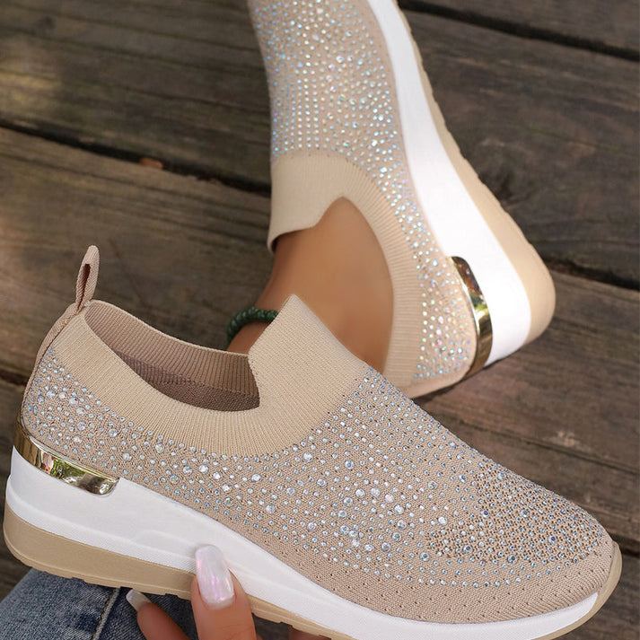 Azelisse - Baskets femme à enfiler avec strass et semelle plateforme