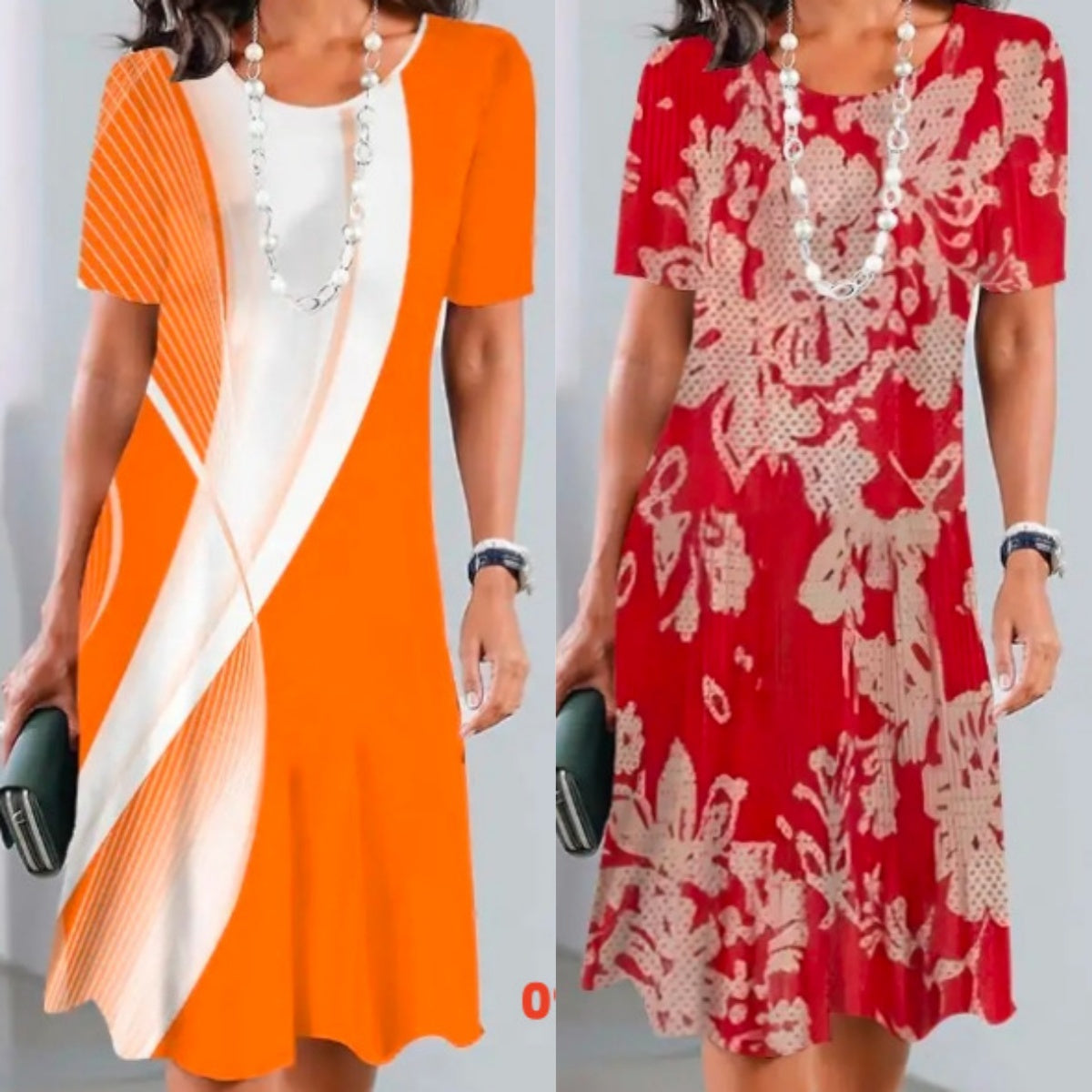 Dalia - Robe Plissée Femme avec Blocs de Couleurs