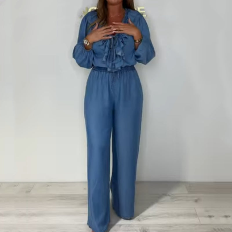 Sorina - Ensemble Décontracté à Manches Longues et Pantalon à Jambes Larges