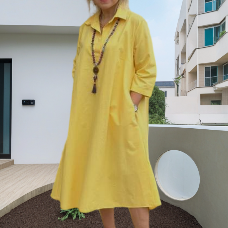 Kaela - Robe Décontractée Unie pour Femmes avec Poches Pratiques