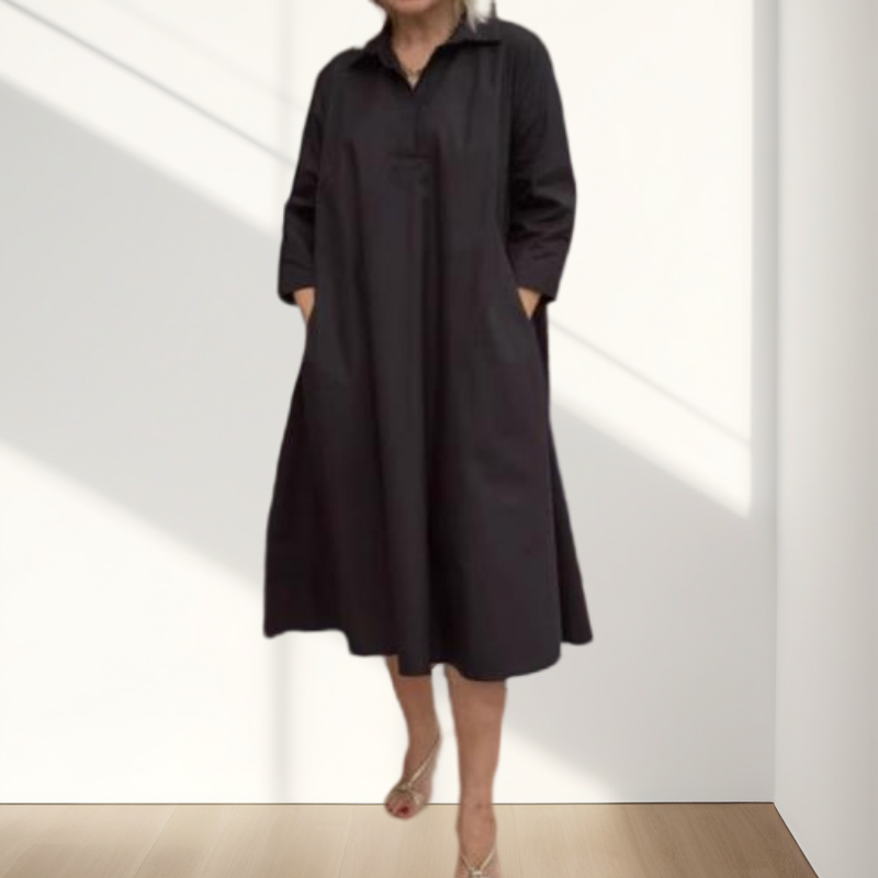 Kaela - Robe Décontractée Unie pour Femmes avec Poches Pratiques