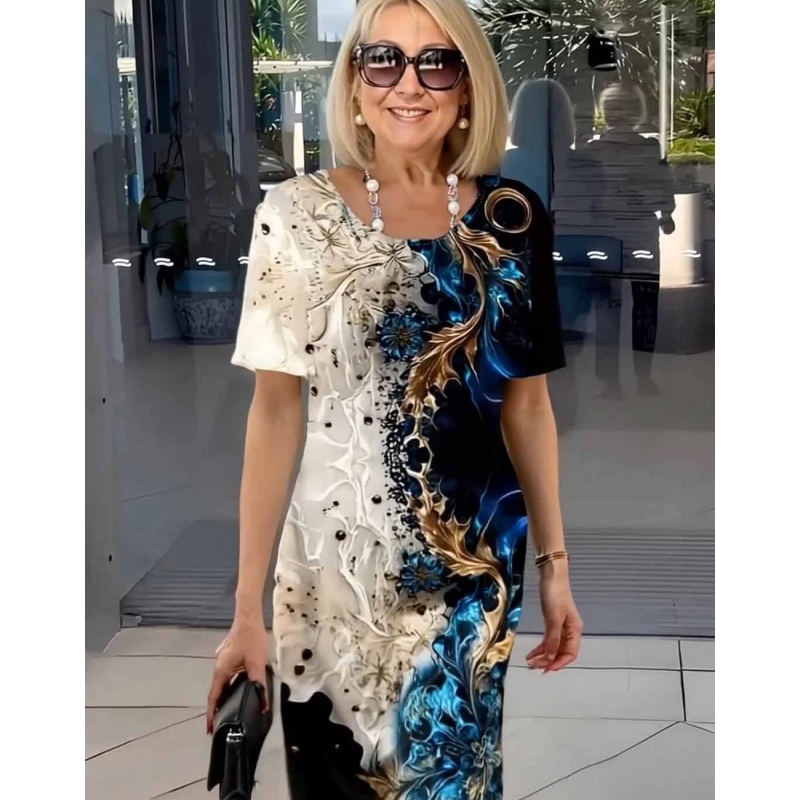 Selene - Robe d'été femme décontractée avec motif floral 3D