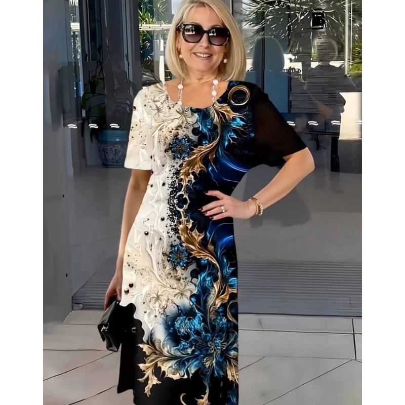 Selene - Robe d'été femme décontractée avec motif floral 3D