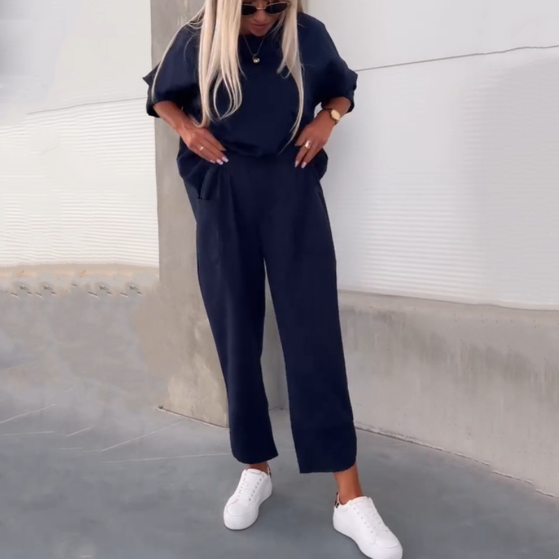 Ilina - Ensemble Deux Pièces Haut à Manches Courtes et Pantalon