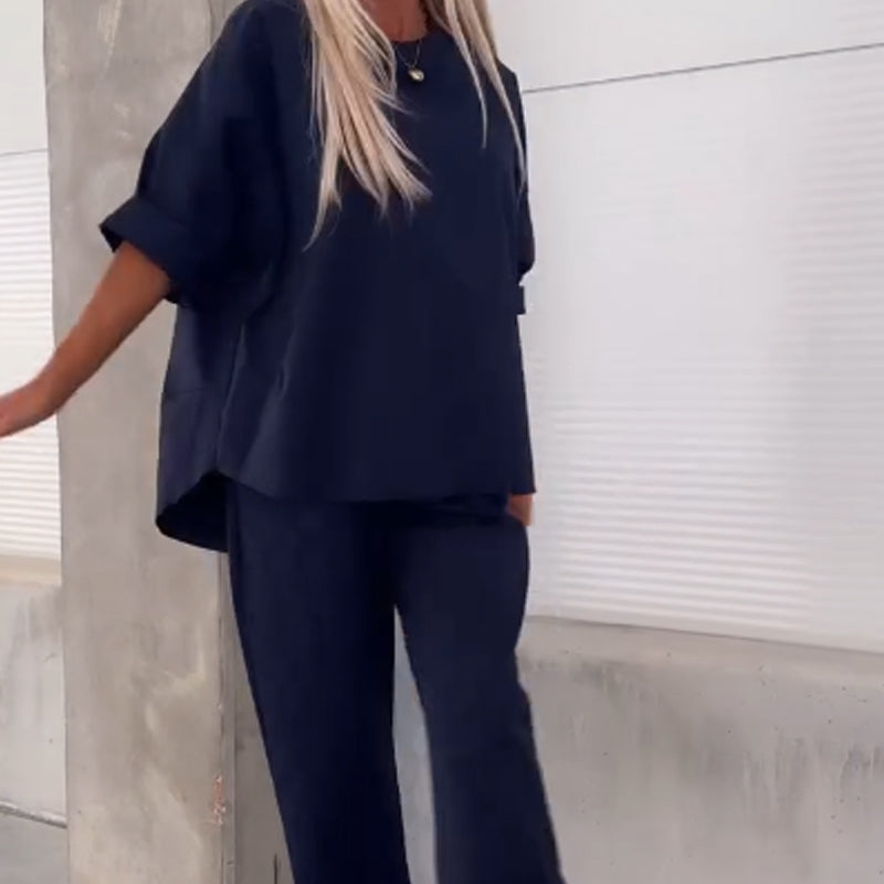 Ilina - Ensemble Deux Pièces Haut à Manches Courtes et Pantalon