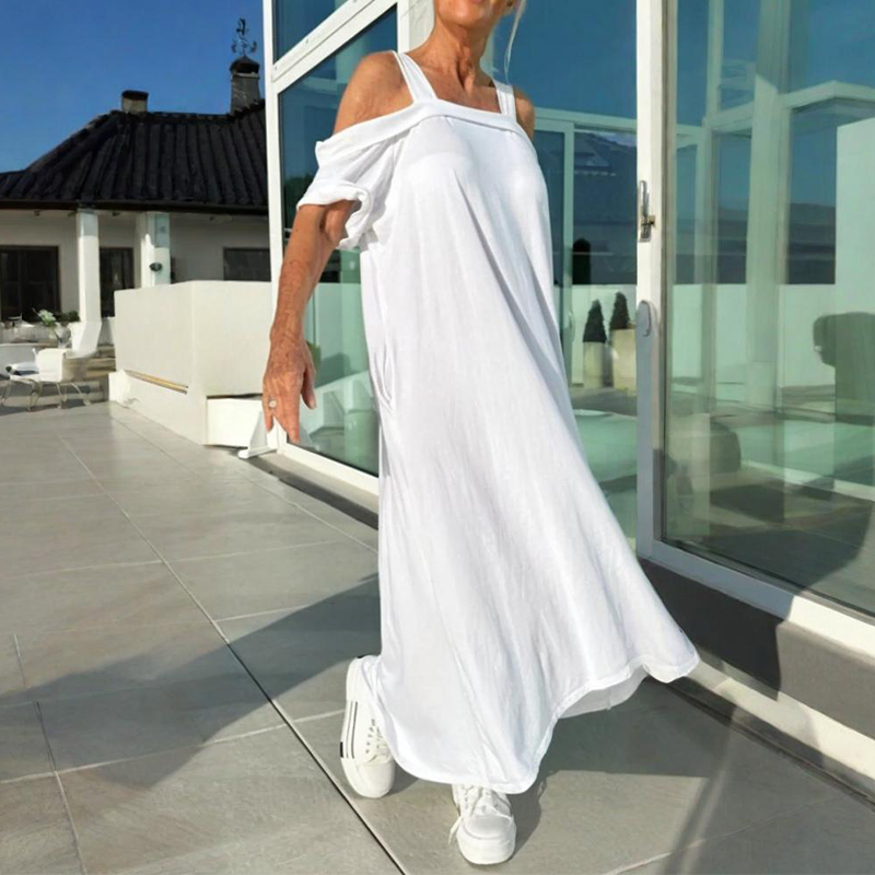Phaedra - Robe maxi femme élégante et confortable à épaules dénudées