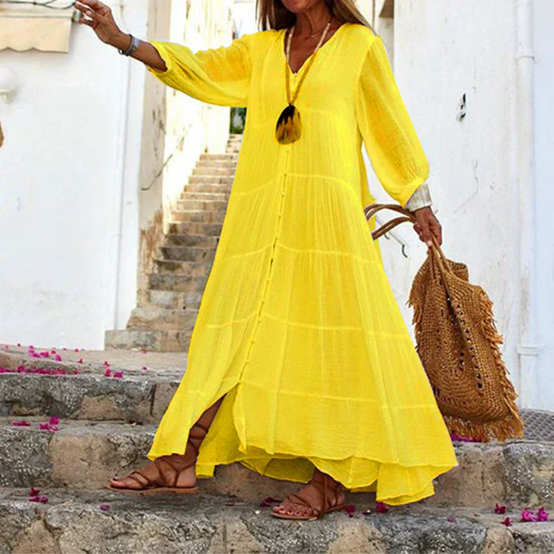 Lunariah - Robe maxi à décolleté en V pour femmes