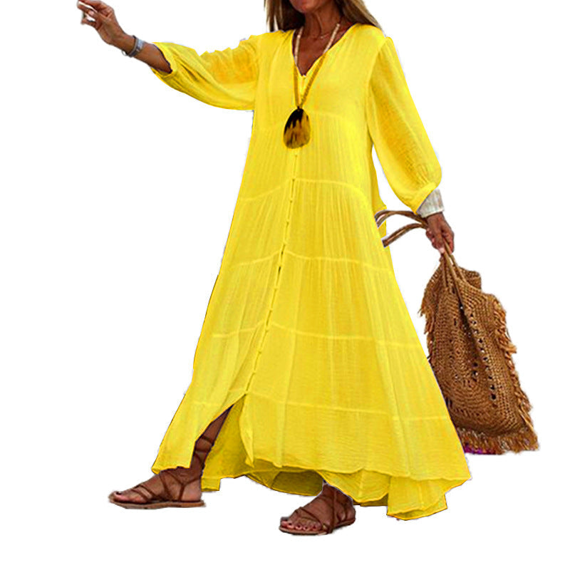 Lunariah - Robe maxi à décolleté en V pour femmes
