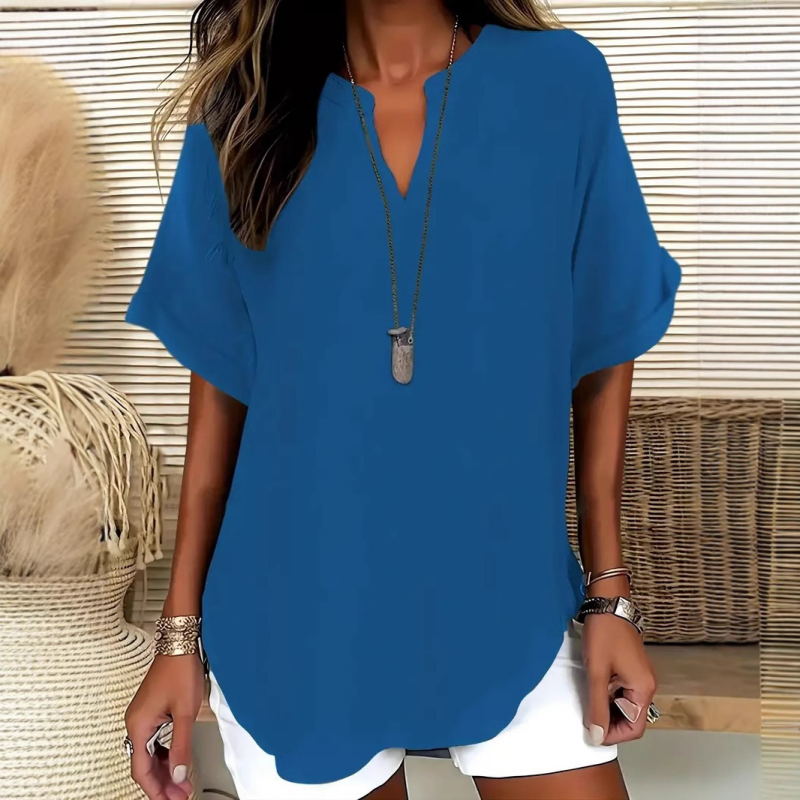 Sylmira - Elegant V-Neck Loose Blouse
