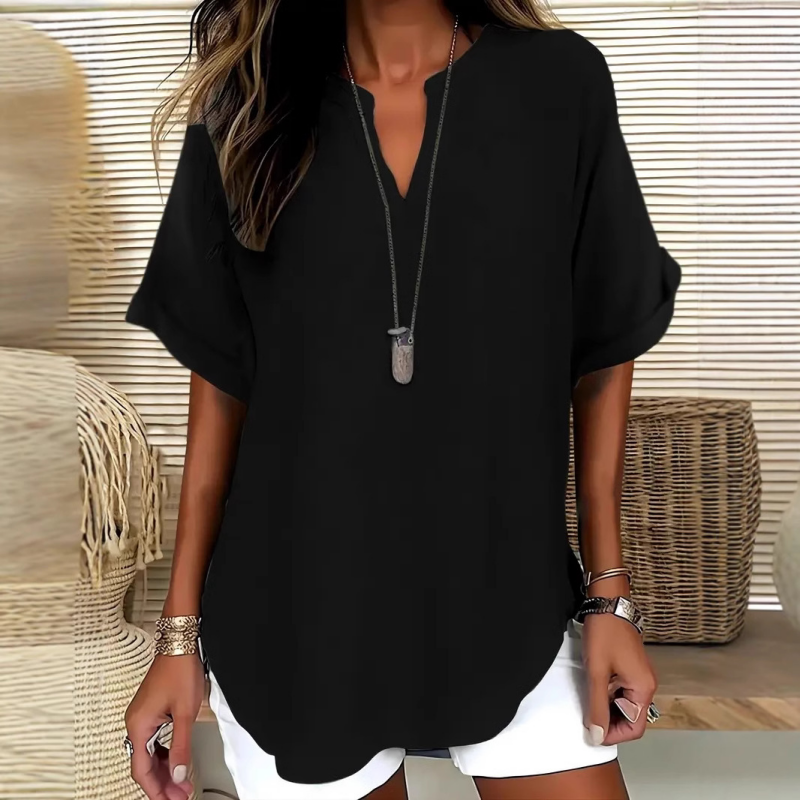 Sylmira - Elegant V-Neck Loose Blouse
