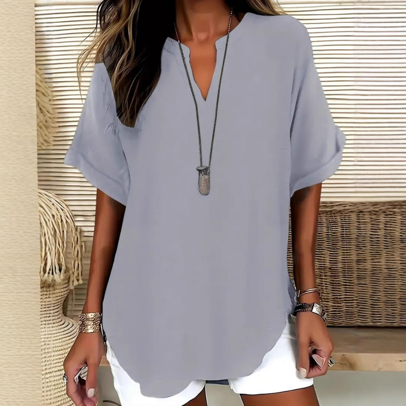 Sylmira - Elegant V-Neck Loose Blouse