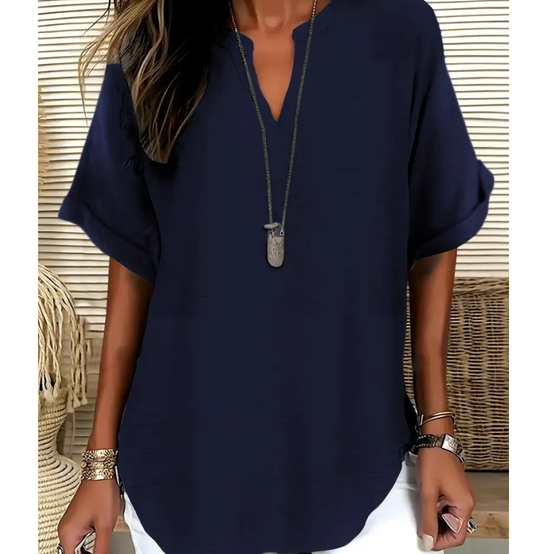 Sylmira - Elegant V-Neck Loose Blouse