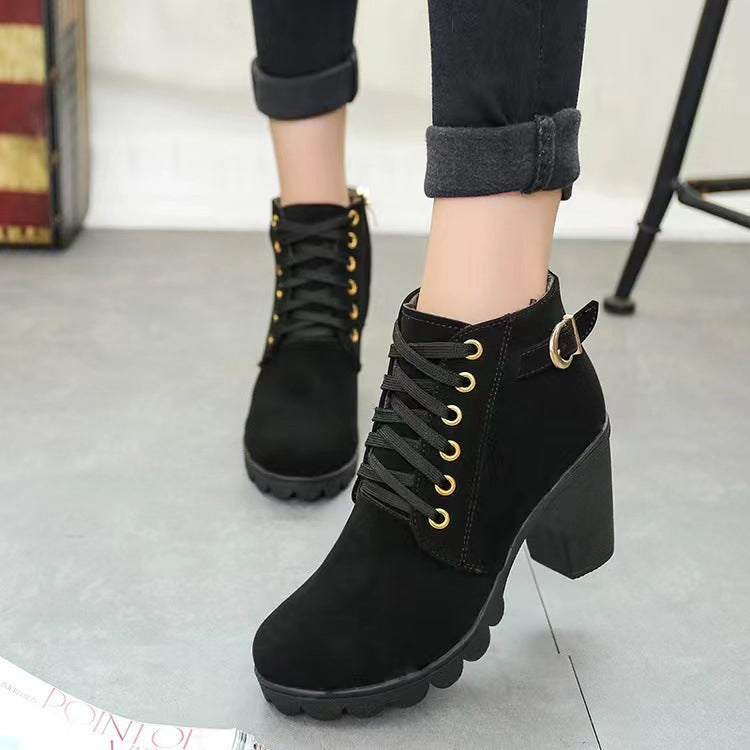 Noralyn - Bottes femme à talon épais avec semelle antidérapante