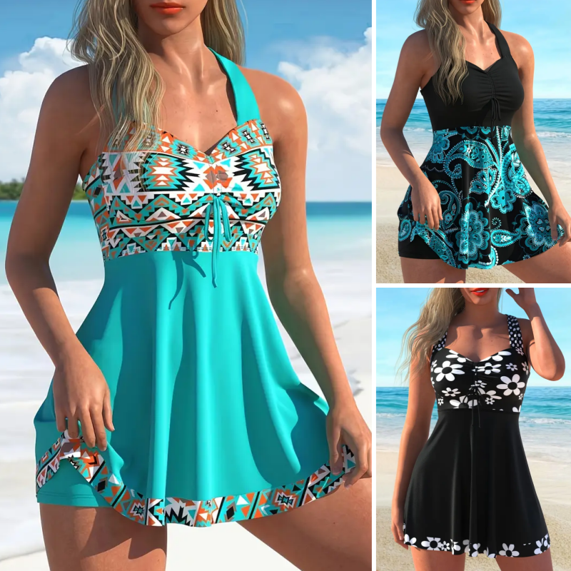 Jorixa - Maillot de bain robe femme gainante avec short intégré élégant