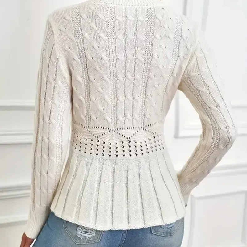 Elarissea - Pull Femme Hiver à Col Rond et Coupe Peplum Élégante