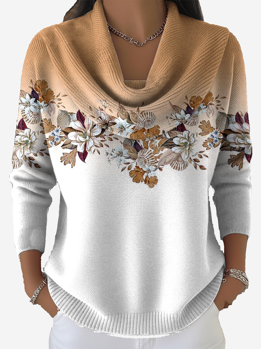 Elarionne - Pull Doux à Imprimé Fleuri