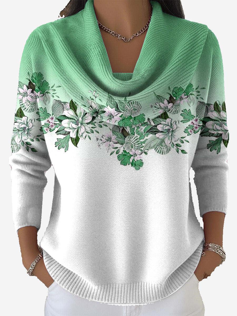 Elarionne - Pull Doux à Imprimé Fleuri