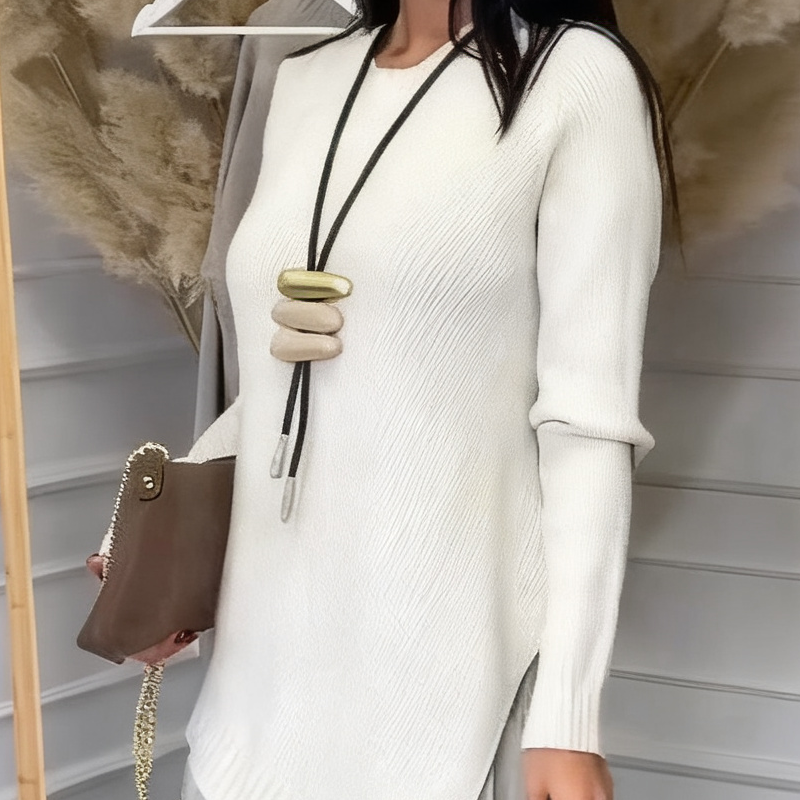Evelyara - Ensemble Pull Asymétrique et Robe Midi Plissée