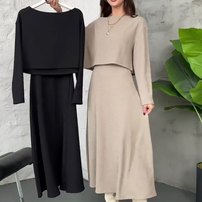 Kalissavine - Ensemble Tricoté Deux Pièces Femme – Robe Midi & Top Court Élégant