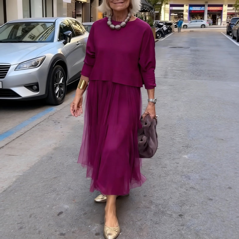 Sterre - Ensemble femme deux pièces avec robe plissée