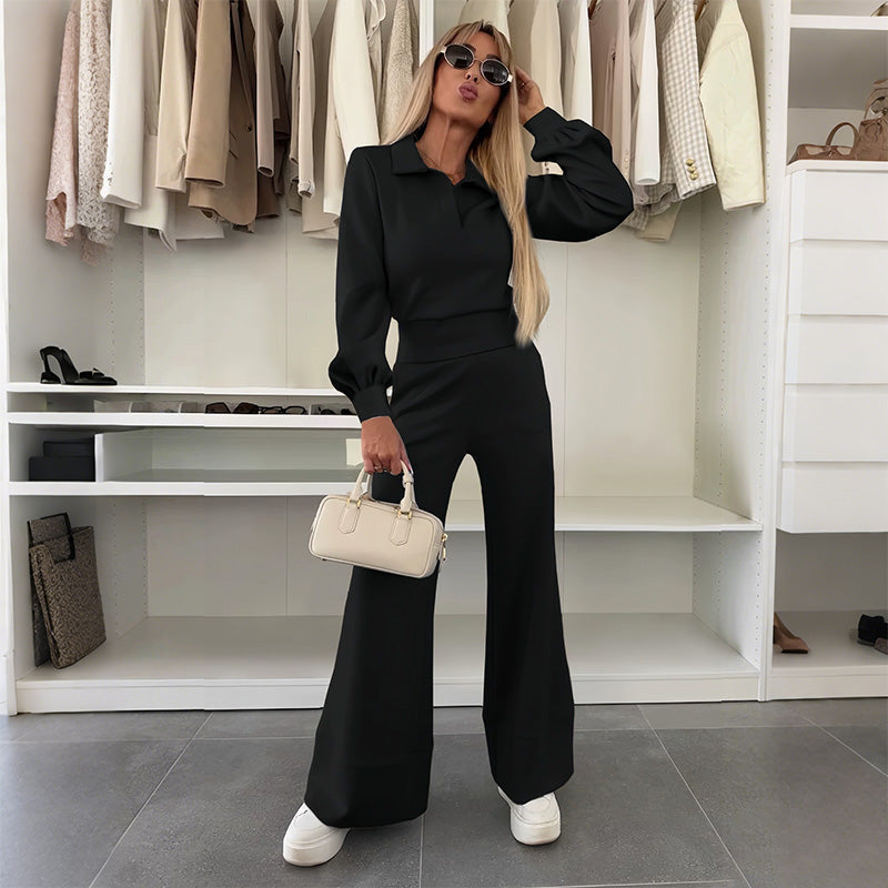Brynelle - Ensemble Chic Femme Chemisier Et Pantalon Large