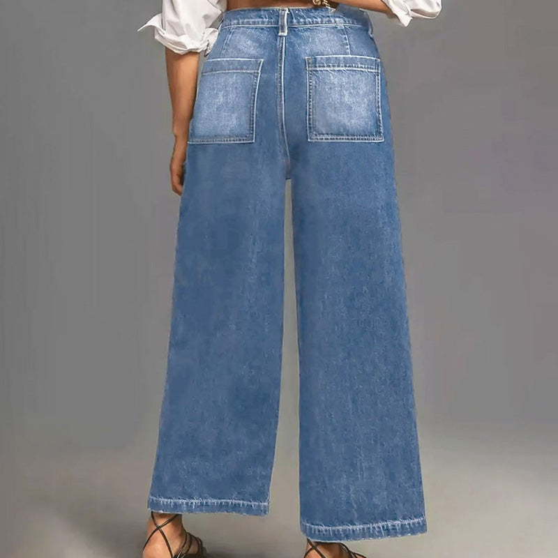 Rexelle - Jean Femme Taille Haute Coupe Large Denim Confort & Style Moderne