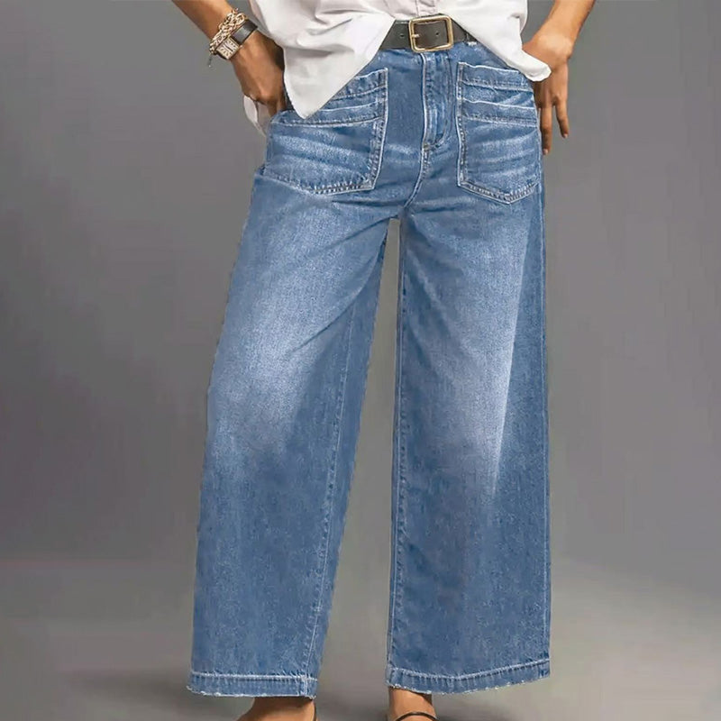 Rexelle - Jean Femme Taille Haute Coupe Large Denim Confort & Style Moderne