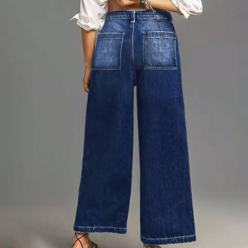 Rexelle - Jean Femme Taille Haute Coupe Large Denim Confort & Style Moderne
