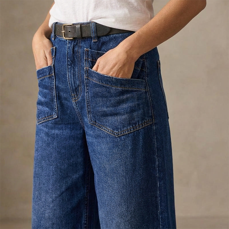 Rexelle - Jean Femme Taille Haute Coupe Large Denim Confort & Style Moderne