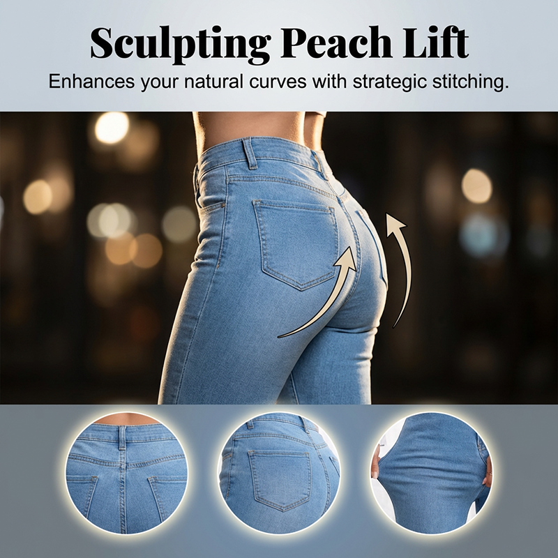 Evarixa - Jean Femme Taille Haute Évasé Coupe Flatteuse Silhouette Allongée