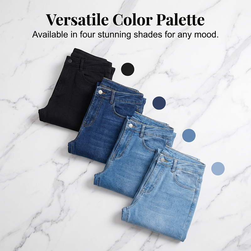 Evarixa - Jean Femme Taille Haute Évasé Coupe Flatteuse Silhouette Allongée