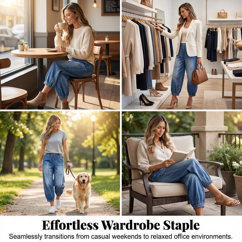 Elyndra - Jean Femme Taille Haute Confort Ample Pour Quotidien Moderne