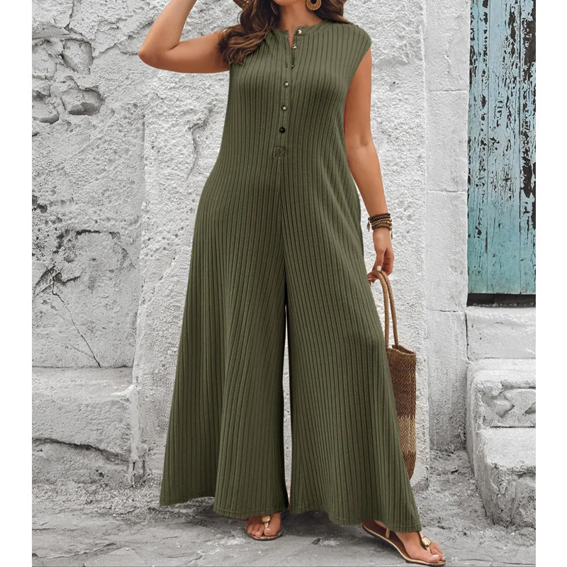 Azeloria - Combinaison femme sans manches à jambes larges avec poches