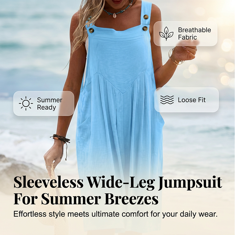 Rhyzelia - Combinaison Femme Sans Manches à Jambes Larges Style Estival