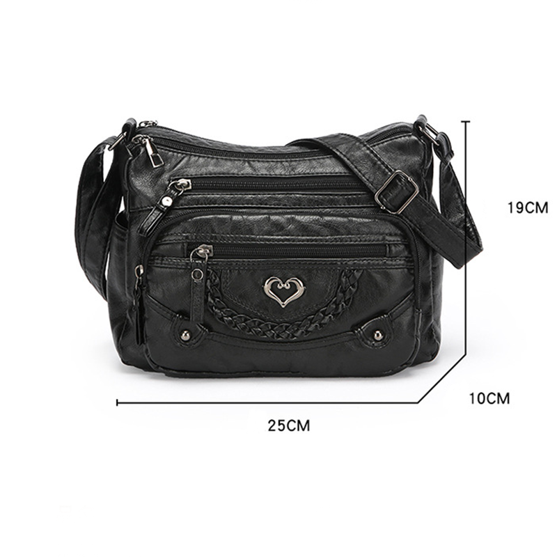 Quixelle - Sac bandoulière femme en cuir PU souple avec multiples poches
