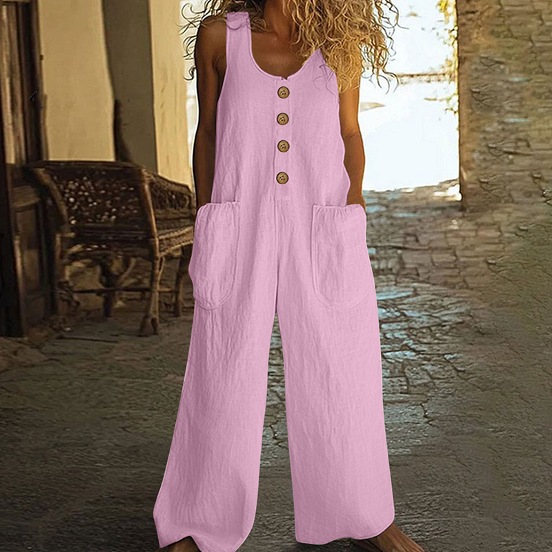 Beloria - Combinaison femme sans manches à jambes larges avec poches