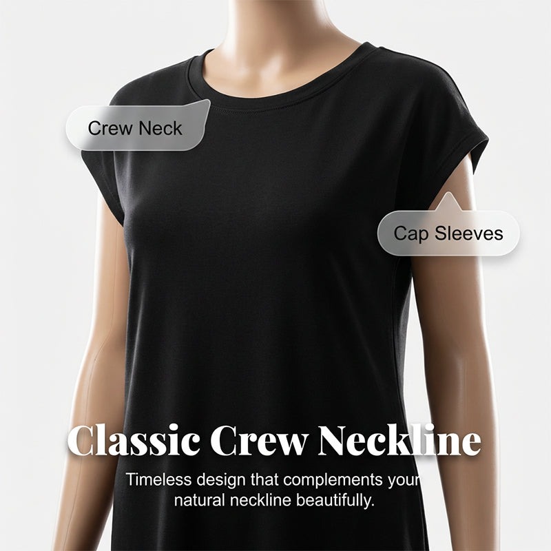 Tyverissa - Robe femme t-shirt midi décontractée avec poches latérales