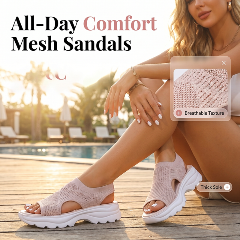 Tyressa - Sandales femme plateforme en maille respirante