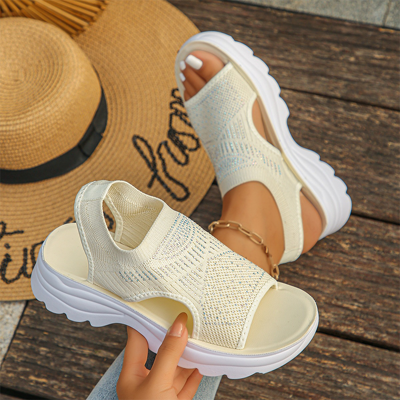 Tyressa - Sandales femme plateforme en maille respirante