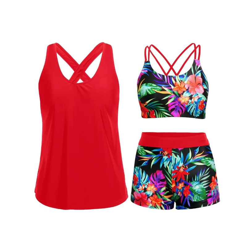 Nirevella - Tankini Femme Trois Pièces à Couverture Intégrale avec Shorty