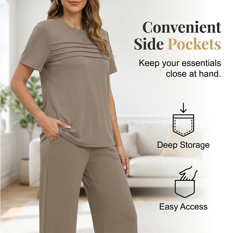 Liorenna - Ensemble femme décontracté deux pièces avec pantalon ample