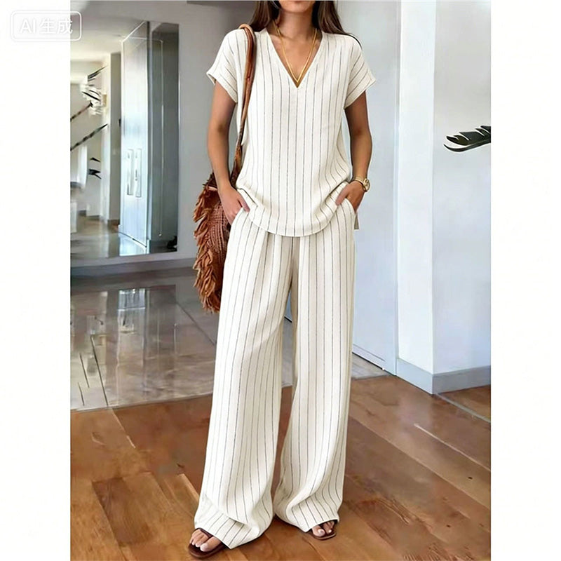 Rynessa - Ensemble femme boho avec haut imprimé et pantalon large
