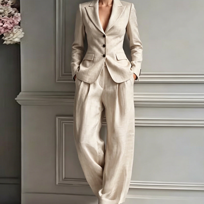Anaïsse - Elegant women's suit set with a tailored blazer and wide-leg trousers