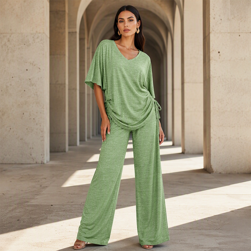 Svea - Ensemble femme deux pièces avec haut ajustable et pantalon fluide